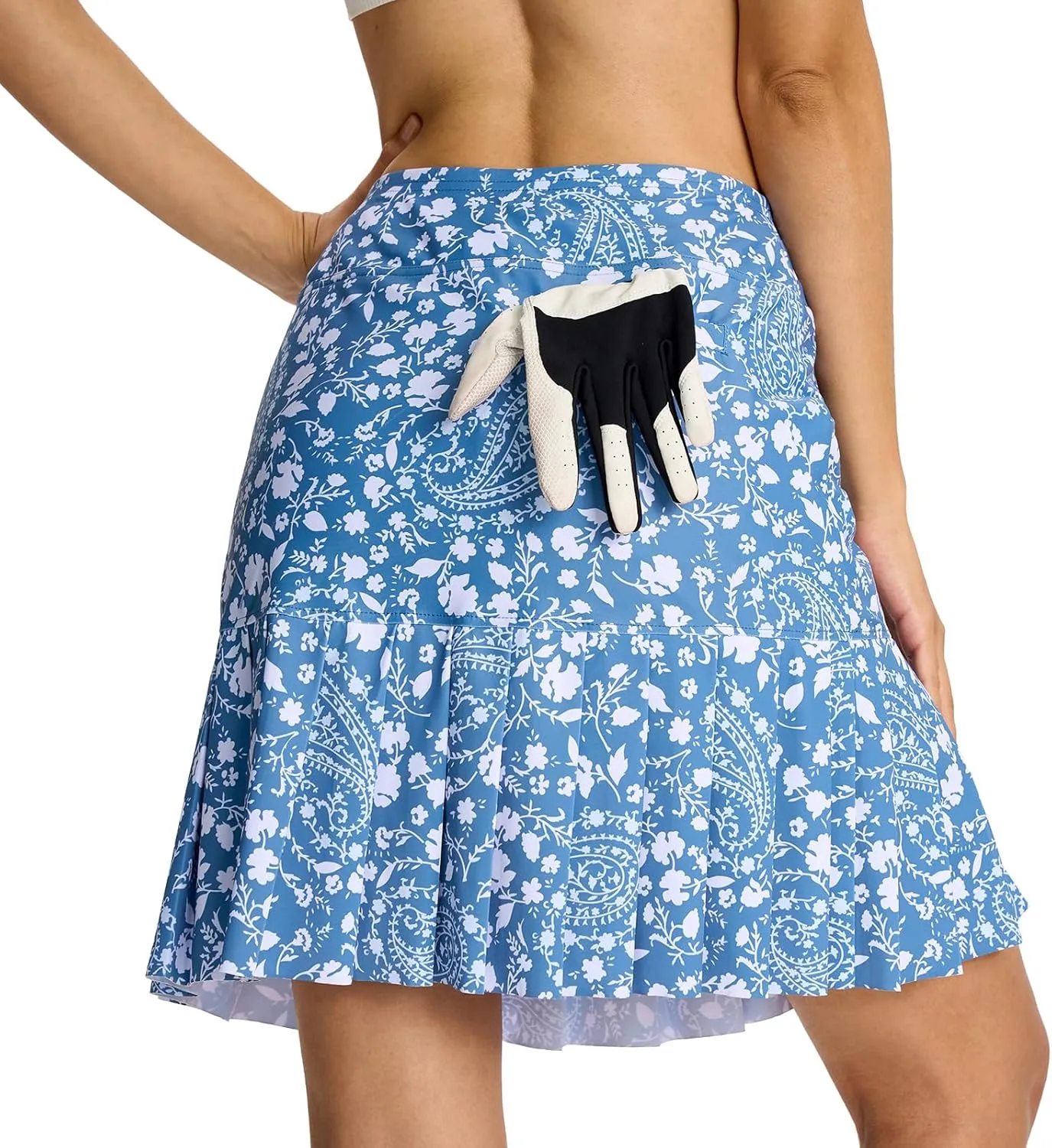 M MOTEEPI 19" Golf Skirts for Women Knee Length Ruffle Hem Skirt Tennis Skirt Athletic Skort for Workout Running