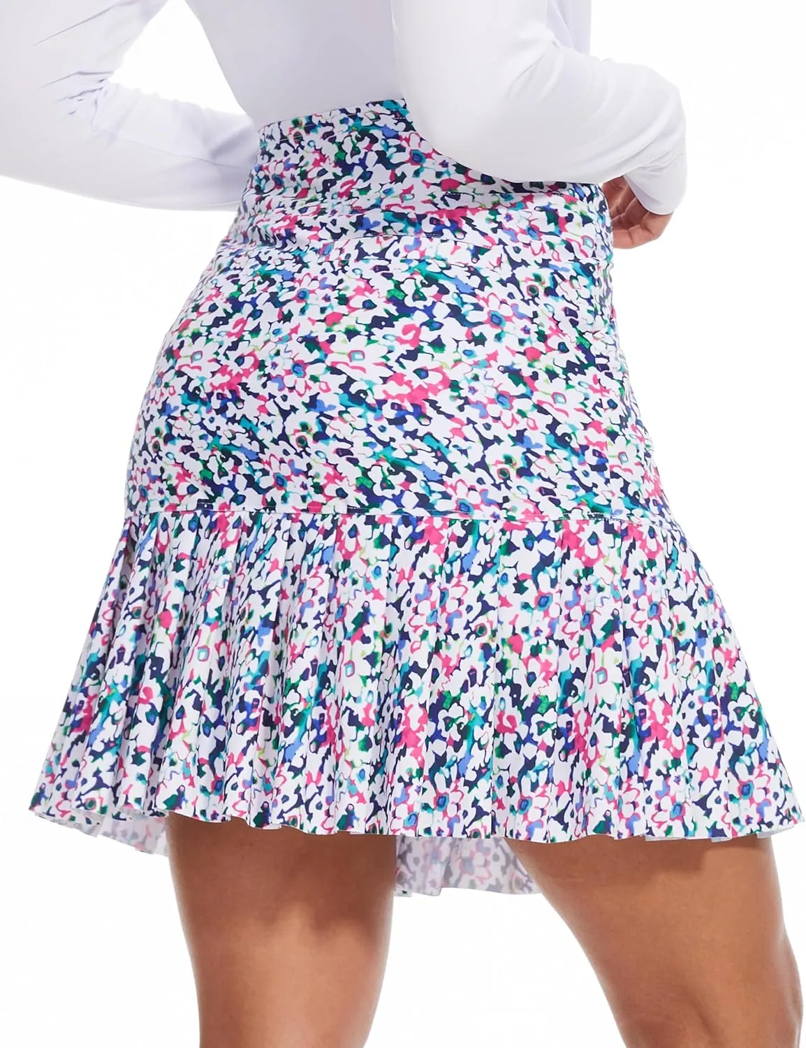 M MOTEEPI 19" Golf Skirts for Women Knee Length Ruffle Hem Skirt Tennis Skirt Athletic Skort for Workout Running