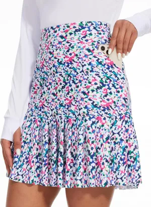 M MOTEEPI 19" Golf Skirts for Women Knee Length Ruffle Hem Skirt Tennis Skirt Athletic Skort for Workout Running