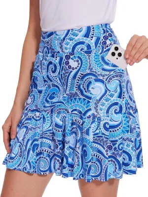 M MOTEEPI 19" Golf Skirts for Women Knee Length Ruffle Hem Skirt Tennis Skirt Athletic Skort for Workout Running