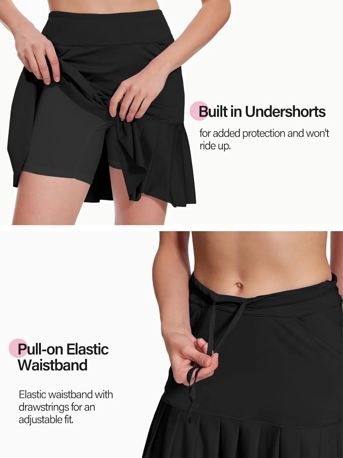 M MOTEEPI 19" Golf Skirts for Women Knee Length Ruffle Hem Skirt Tennis Skirt Athletic Skort for Workout Running