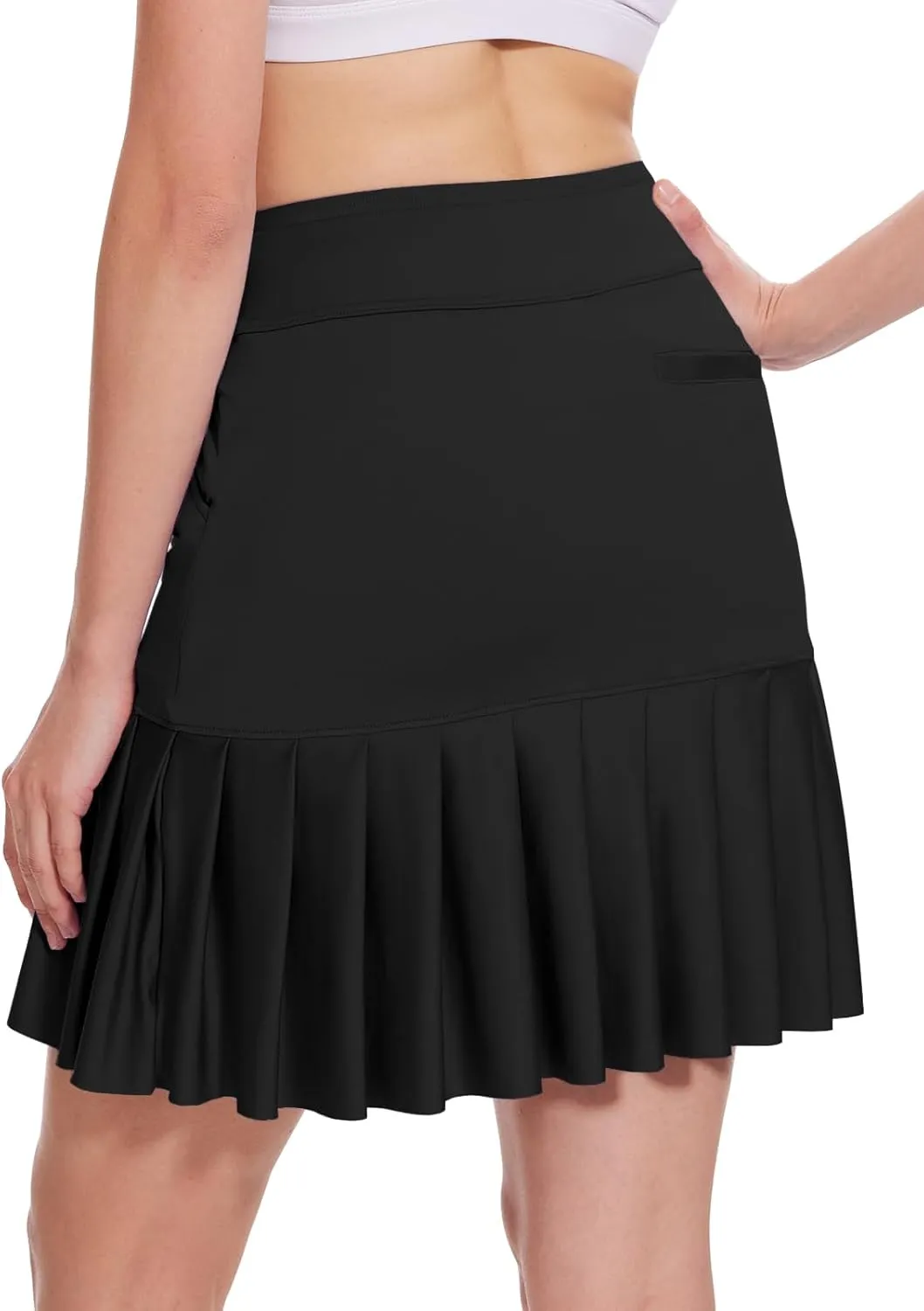 M MOTEEPI 19" Golf Skirts for Women Knee Length Ruffle Hem Skirt Tennis Skirt Athletic Skort for Workout Running