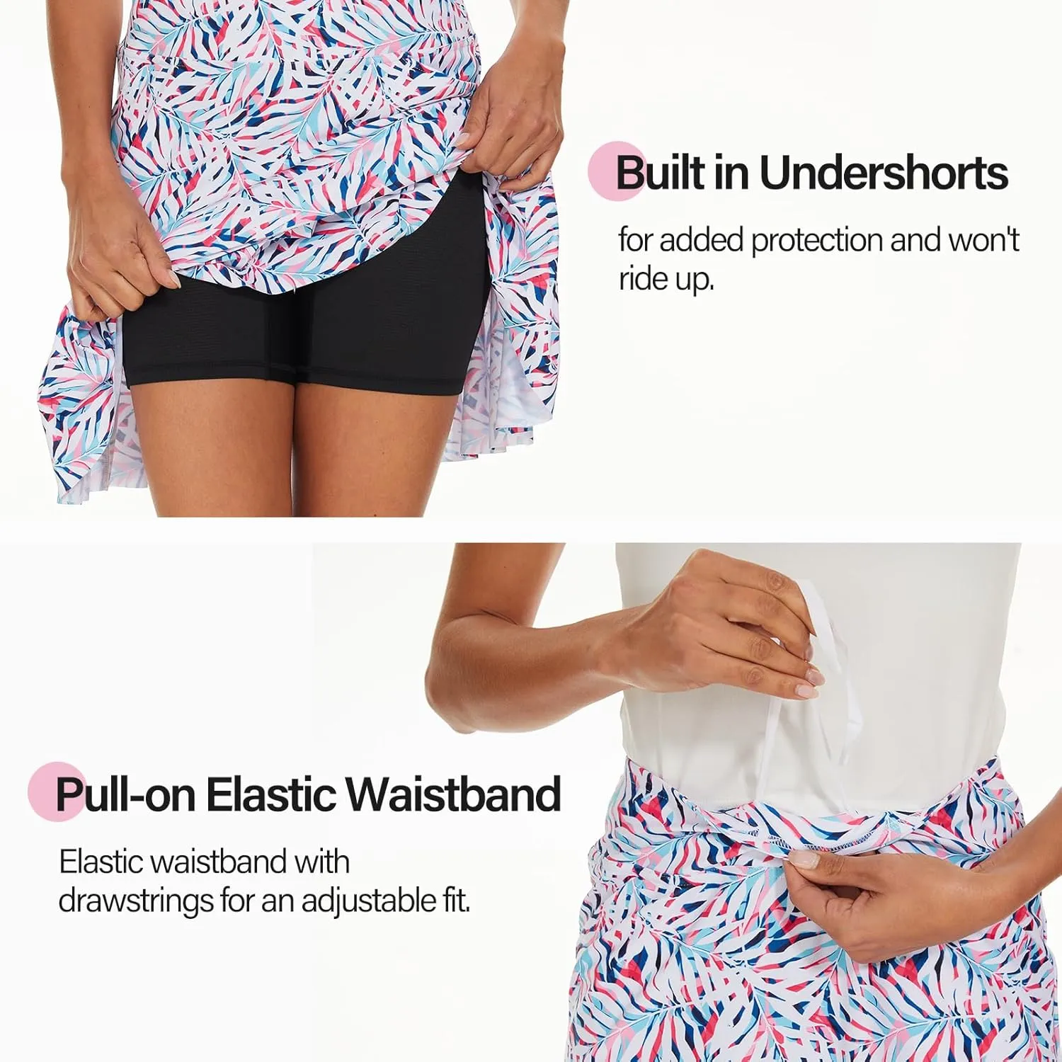M MOTEEPI 19" Golf Skirts for Women Knee Length Ruffle Hem Skirt Tennis Skirt Athletic Skort for Workout Running