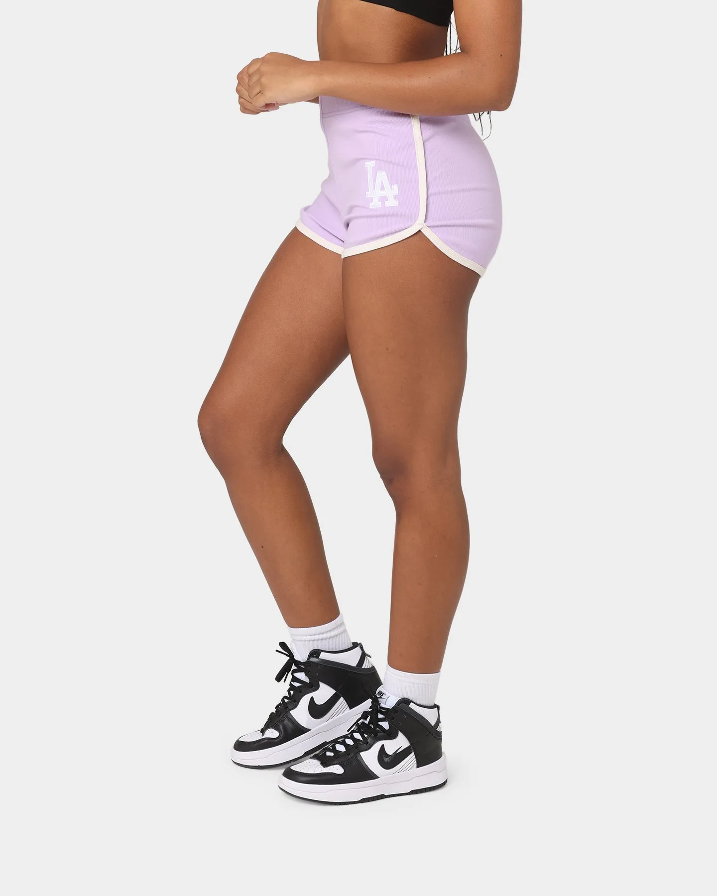 Majestic Athletic Women's Los Angeles Dodgers Rib Shorts Orchid