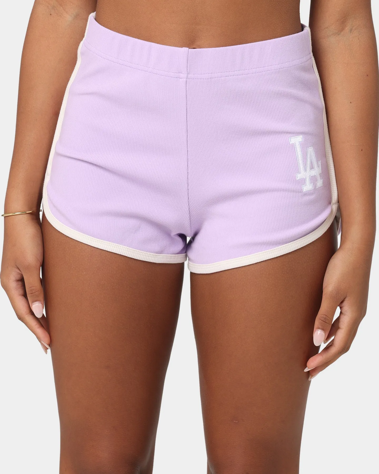 Majestic Athletic Women's Los Angeles Dodgers Rib Shorts Orchid