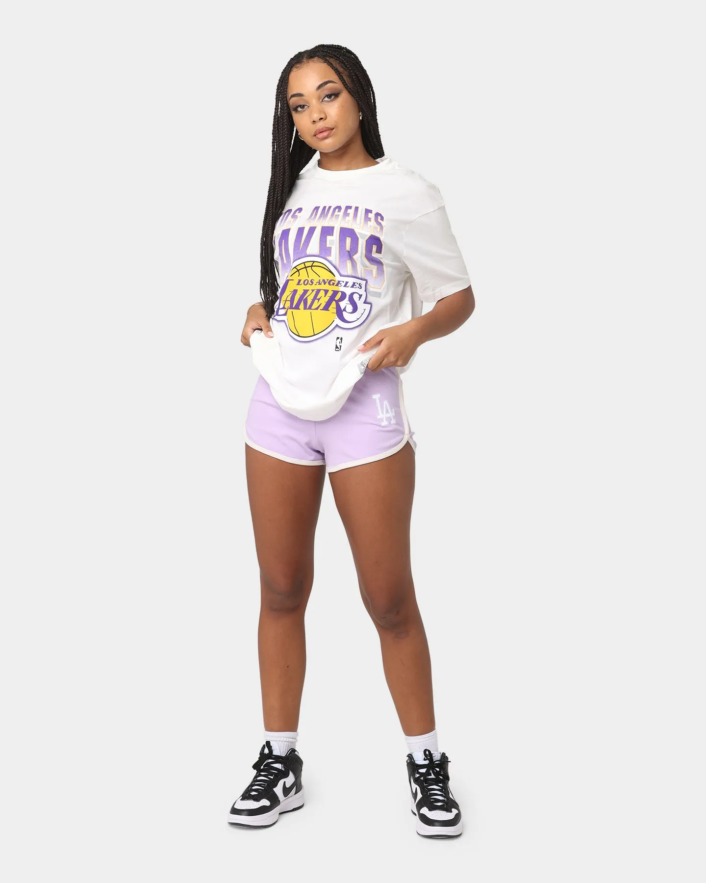 Majestic Athletic Women's Los Angeles Dodgers Rib Shorts Orchid