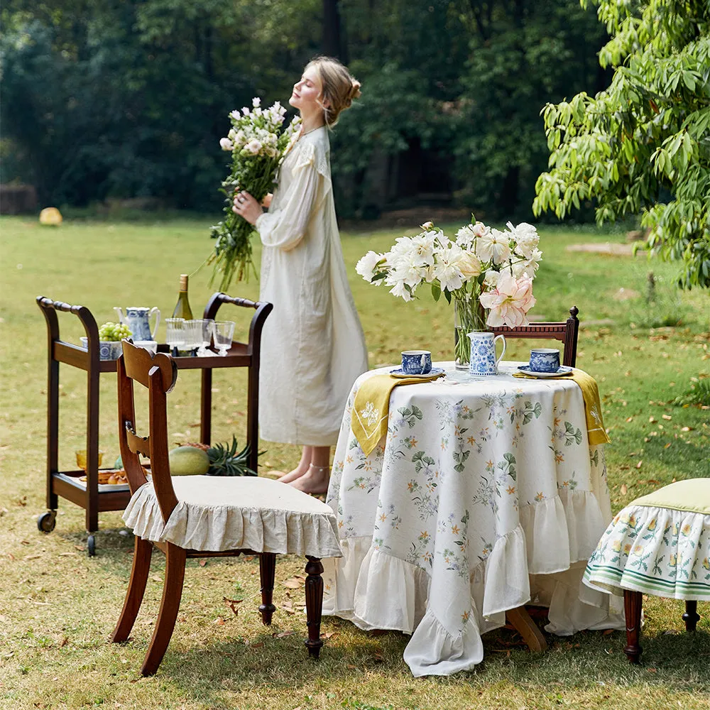 Meadow Ruffle Waterproof Linen Tablecloth