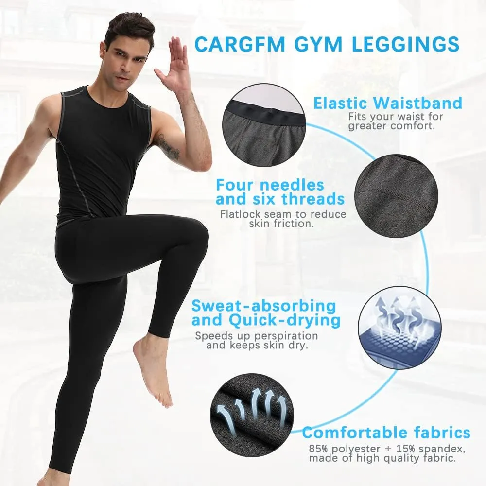 Men Compression Pants Football Basketball Leggings Spandex Tights for Active Athletic Workout Running Cool Dry