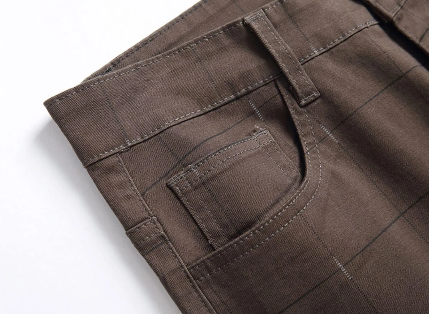 Mens Casual Plaid Chino Pants Fashion Lightweight Flat-Front Stretch Skinny Slim Fit Business Dress Pants