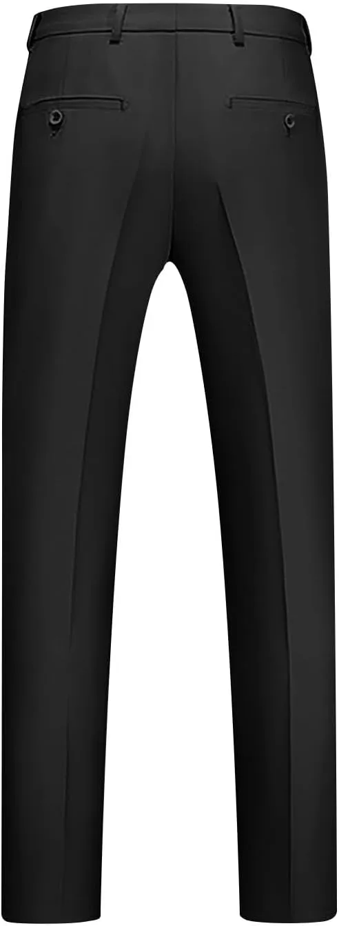 Mens Front Flat Dress Pants Slim Fit Business Casual Golf Suit Pants Ankle-Length Work Trousers with Pockets