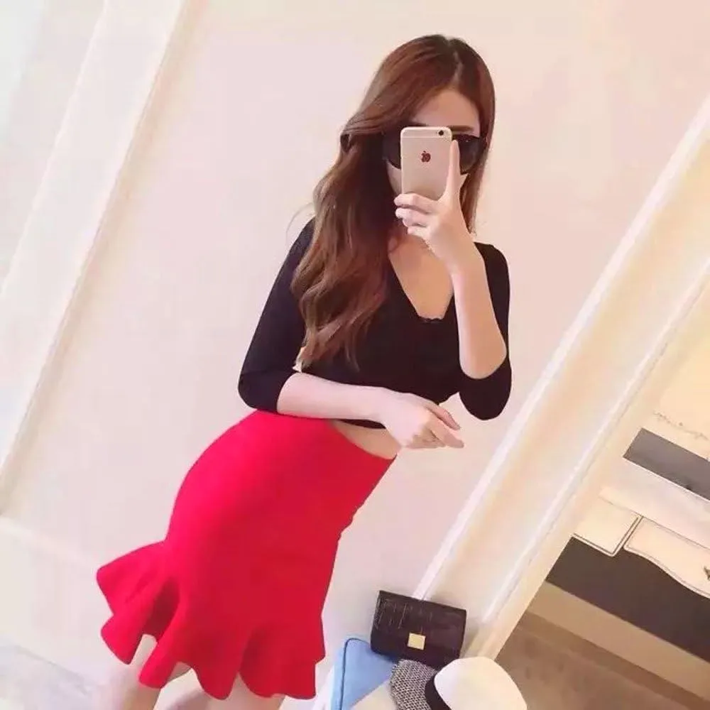 Mermaid Fishtail High Waist Rayon Bandage Pencil Skirts