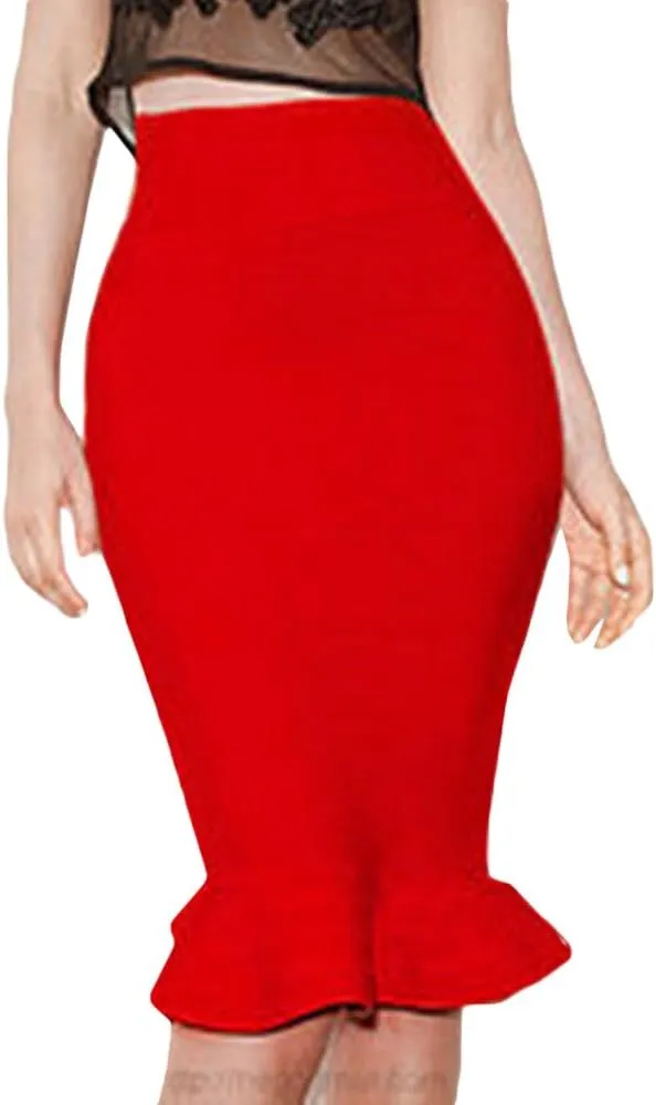 Mermaid Fishtail High Waist Rayon Bandage Pencil Skirts