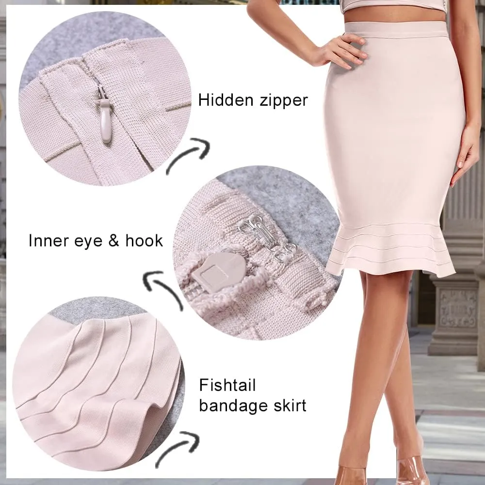 Mermaid Fishtail High Waist Rayon Bandage Pencil Skirts