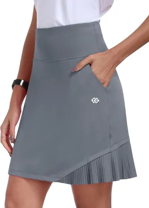 MoFiz Women's Golf Skorts 20" Knee Length High Waisted with Pockets Athletic Skirt for Tennis, Running & Summer Casual