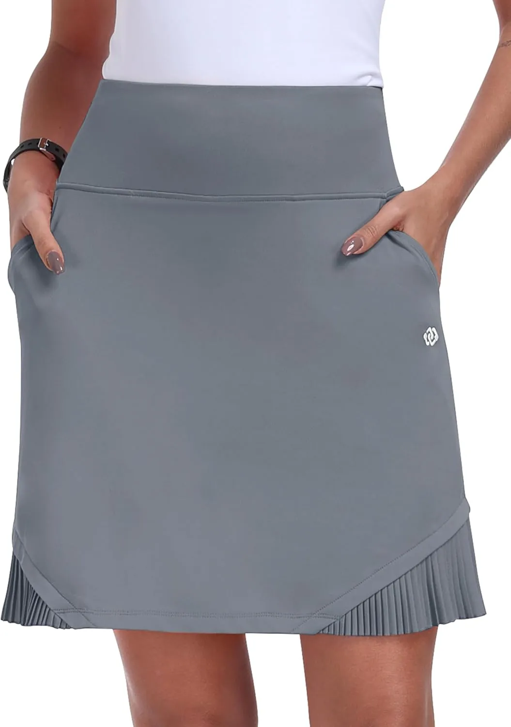 MoFiz Women's Golf Skorts 20" Knee Length High Waisted with Pockets Athletic Skirt for Tennis, Running & Summer Casual