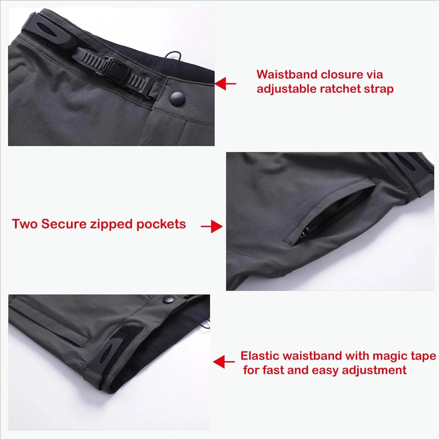 Mountain Bike PantsBMX Riding Pants for Mens, Quick-Dry Lightweight Breathable Cycling Bicycle Downhill Bike Pants