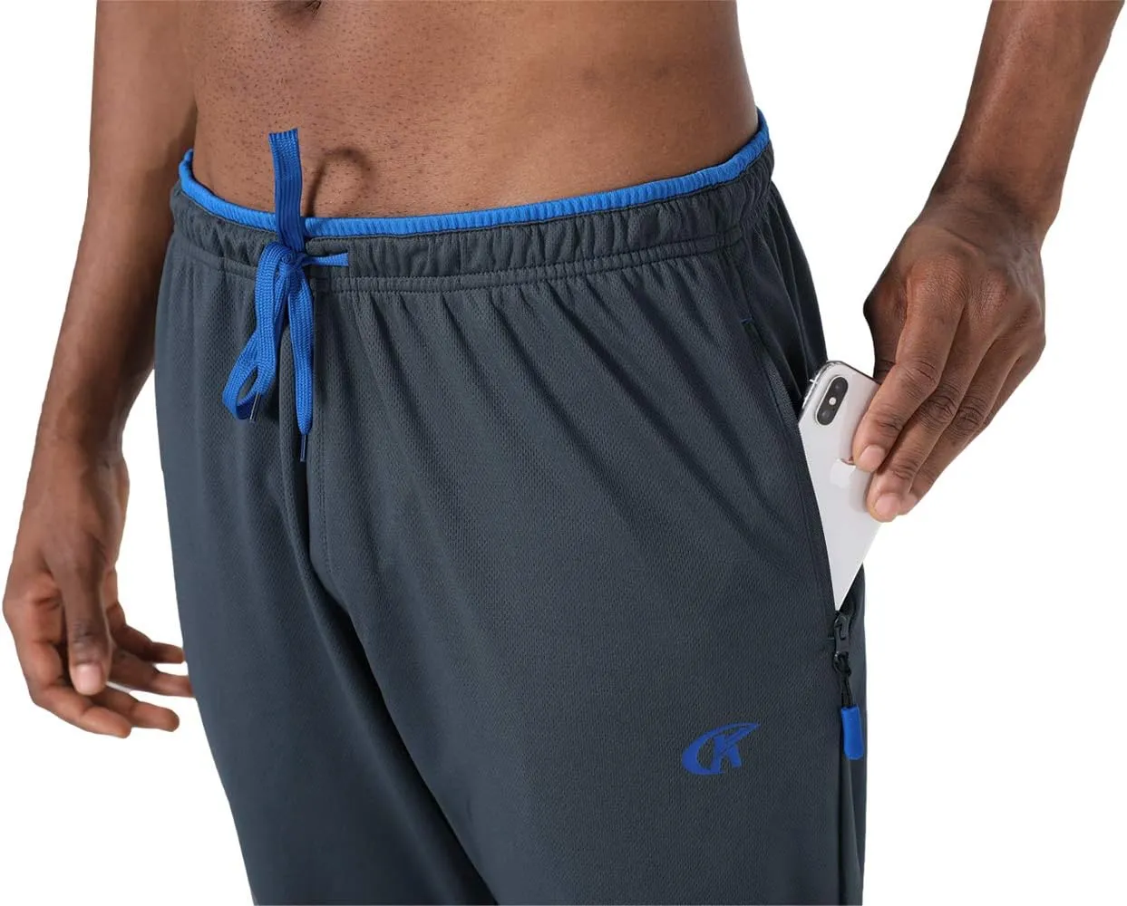 NEIKU Mens Lightweight Sweatpants with Pockets Open Bottom Mesh Athletic Pants for Running