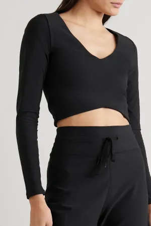 Noir Siya cropped stretch-jersey top