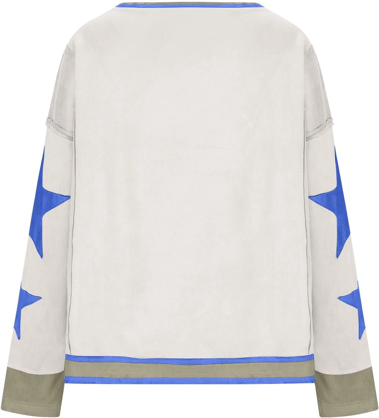 Oversized Sweatshirt for Women Lantern Sleeve Star Pullover Crewneck Corded Shirts Fashion Fall Outfits Trendy 2024