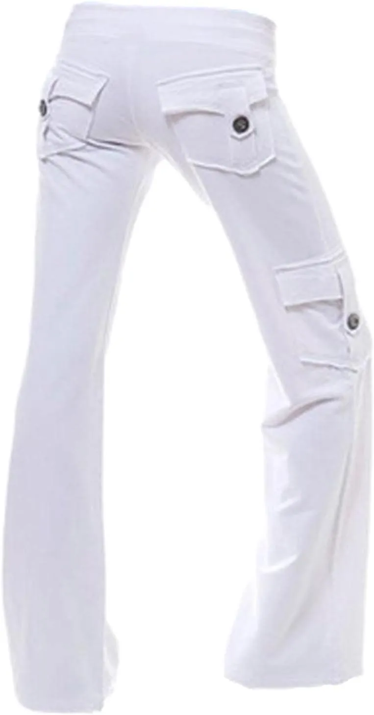 Palazzo Pants for Women Yoga Wide Leg Pants High Waisted Cargo Pants Casual Elastic Waist Pants with Pockets