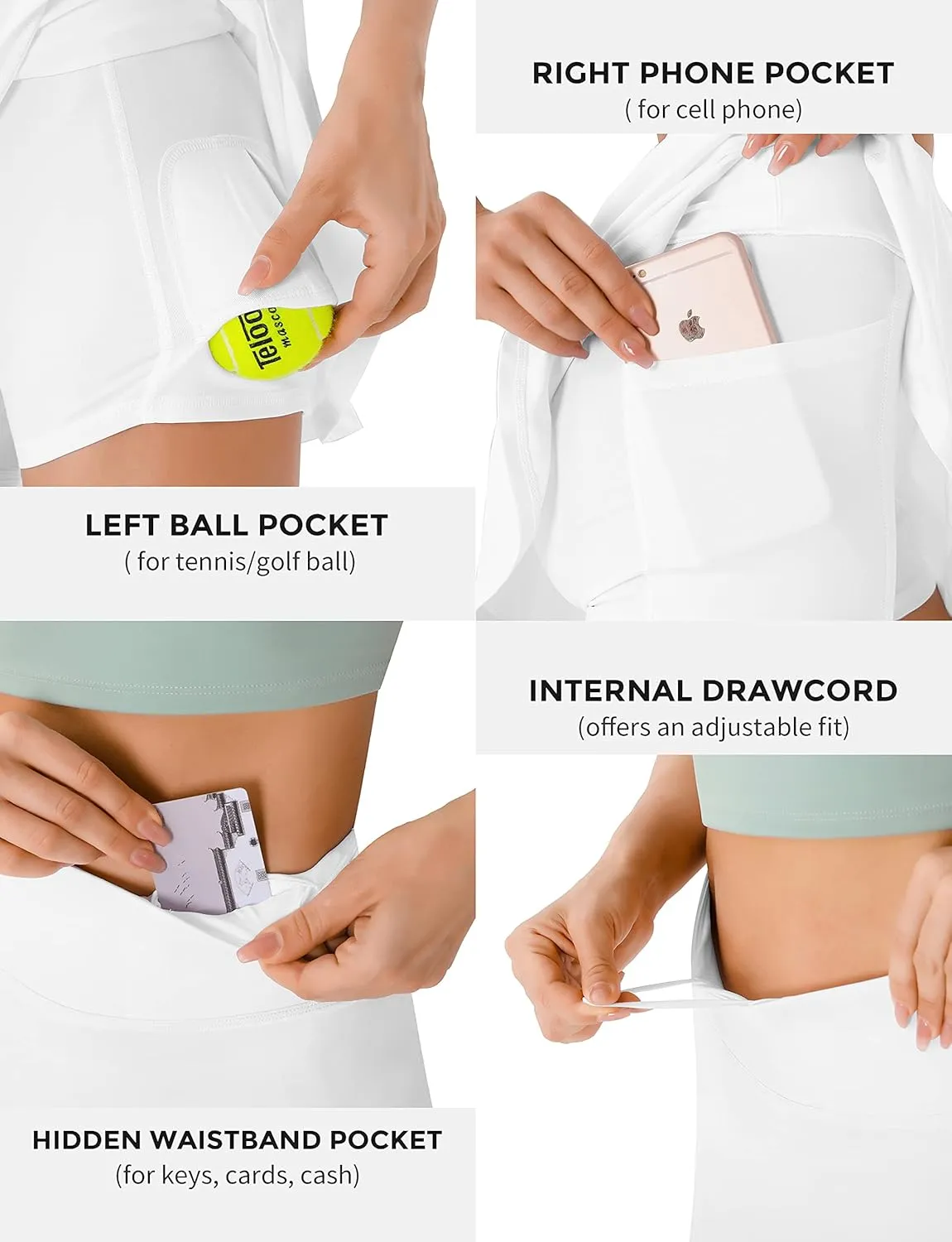 Persit Womens High Waisted Athletic Tennis Skirt Sports Golf Running Skorts with Ball Pockets