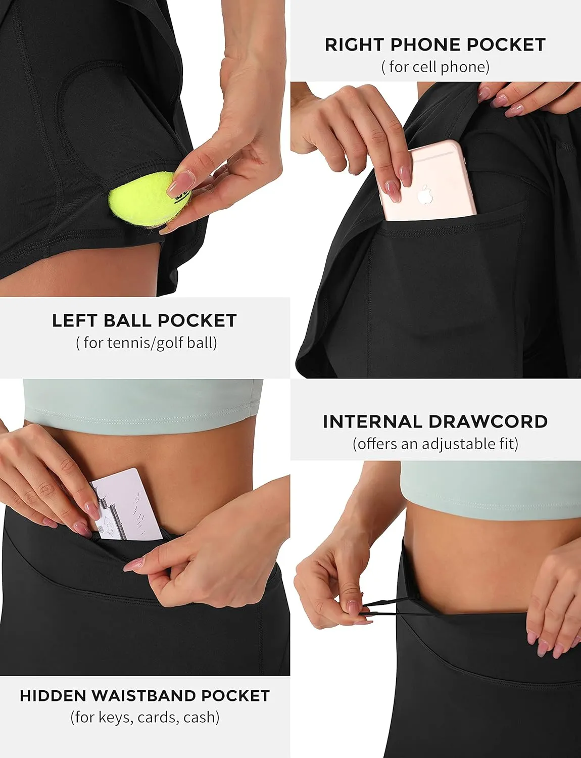 Persit Womens High Waisted Athletic Tennis Skirt Sports Golf Running Skorts with Ball Pockets