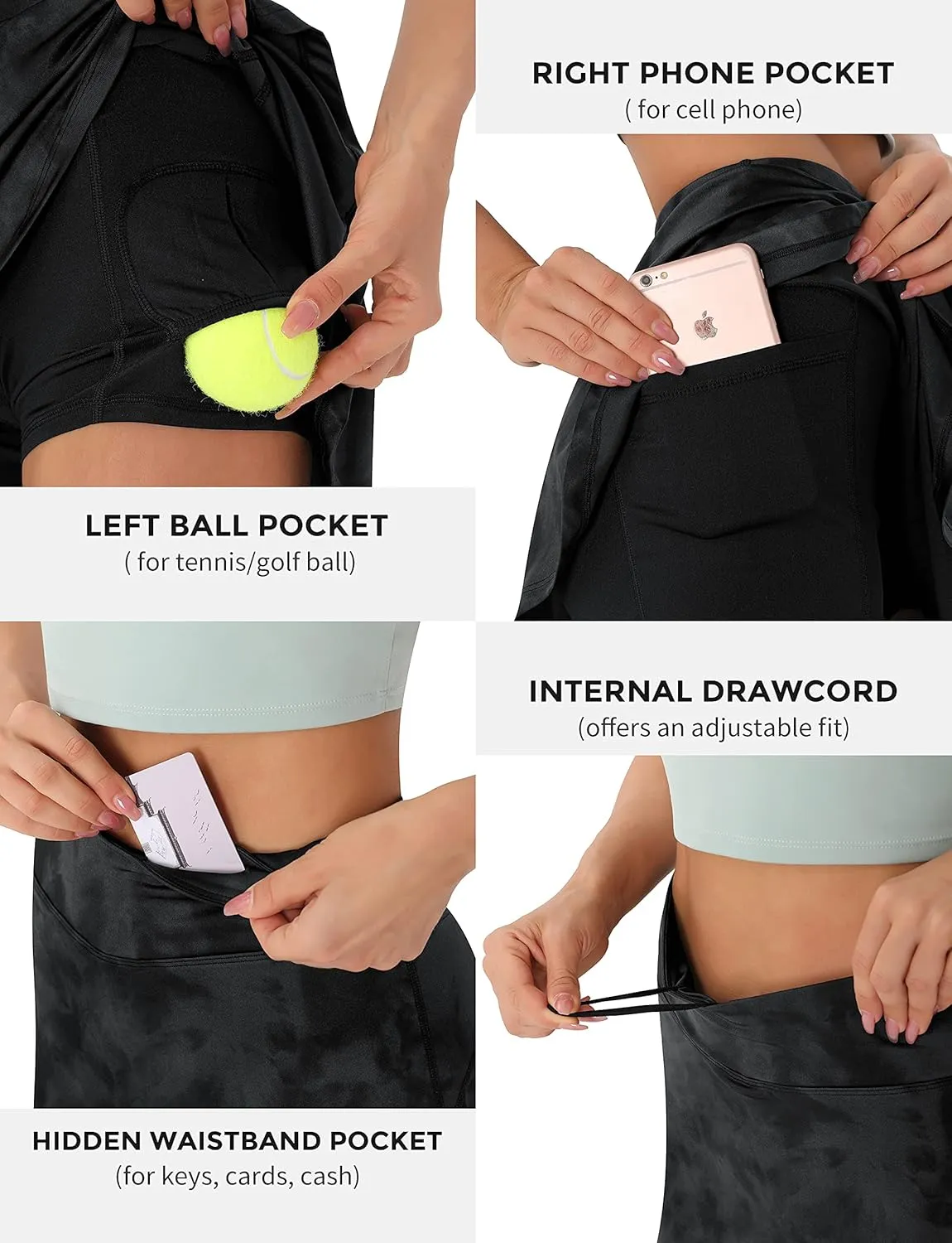 Persit Womens High Waisted Athletic Tennis Skirt Sports Golf Running Skorts with Ball Pockets
