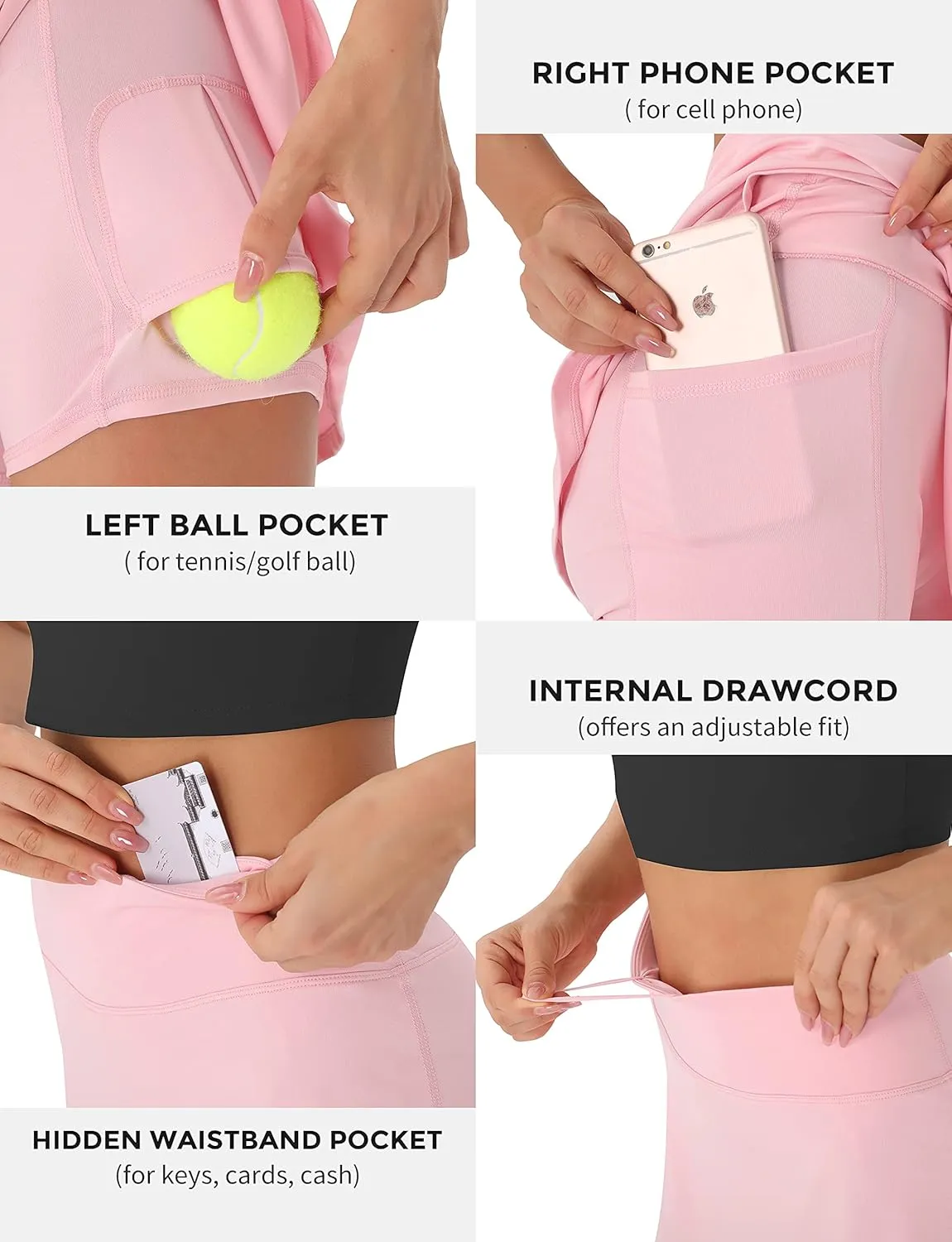 Persit Womens High Waisted Athletic Tennis Skirt Sports Golf Running Skorts with Ball Pockets