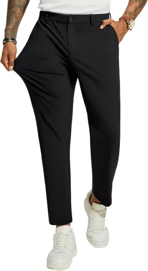 PJ PAUL JONES Men's 4 Way Stretch Golf Pants Casual Cropped Slim Fit Lightweight Pants Business Dress Pant Trousers
