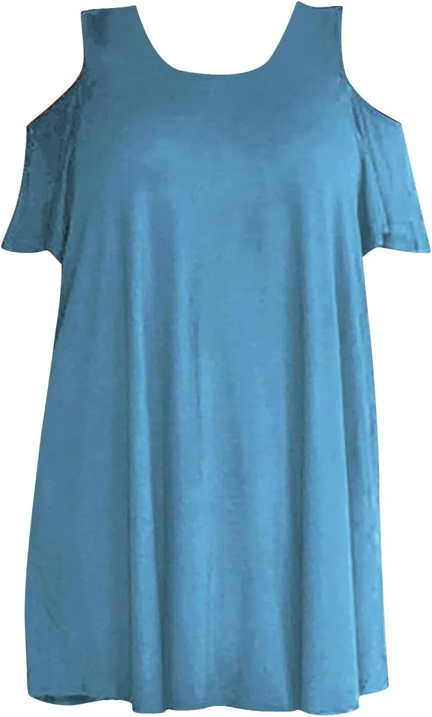 Plus Size Dresses for Curvy Women 2025 Summer Casual Short Sleeve Tshirt Midi Dress with Pockets Beach Vacation Dress