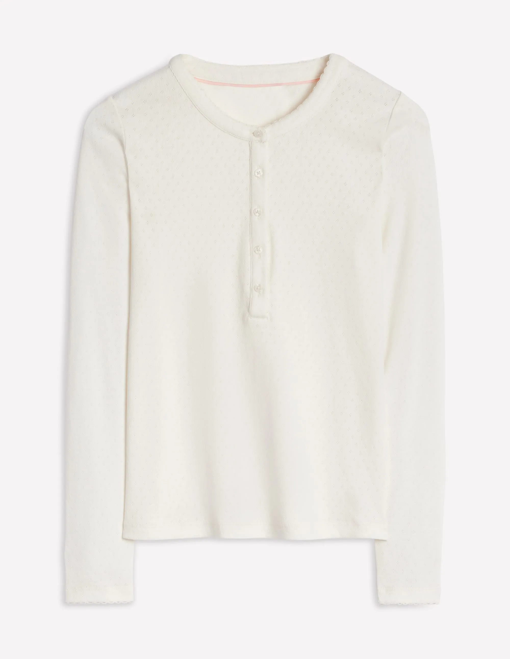 Pointelle Henley Top-Ivory