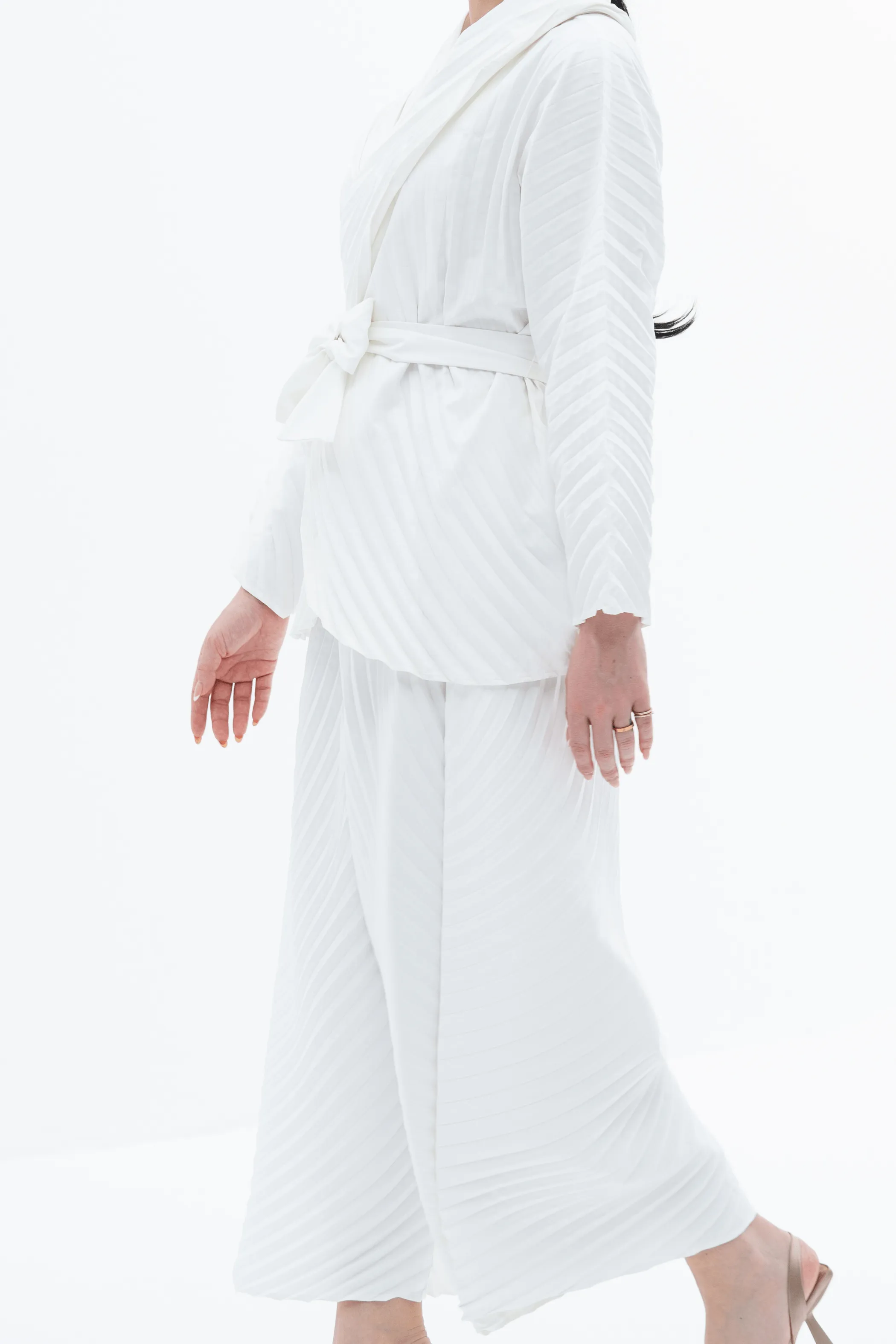 Reya Pleated Blazer Jacket With Wide Leg Pants Set