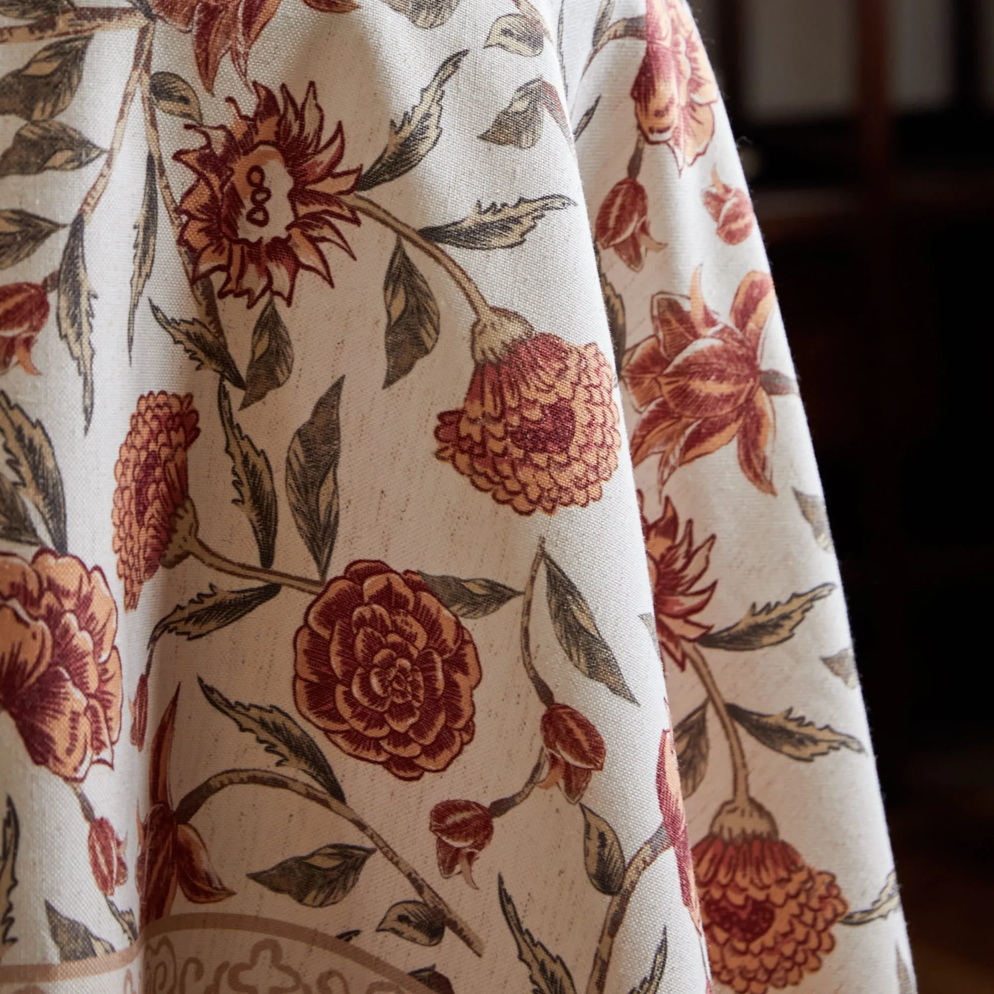 Rosalie Custom Floral Print Waterproof Linen Tablecloth
