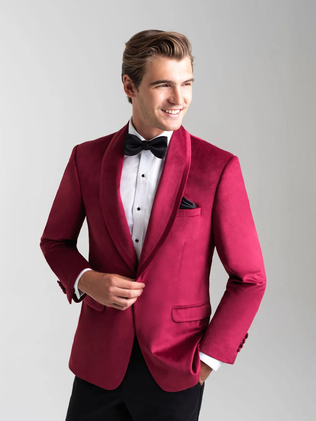 Ruby Red Venice Velvet Slim Fit Tuxedos