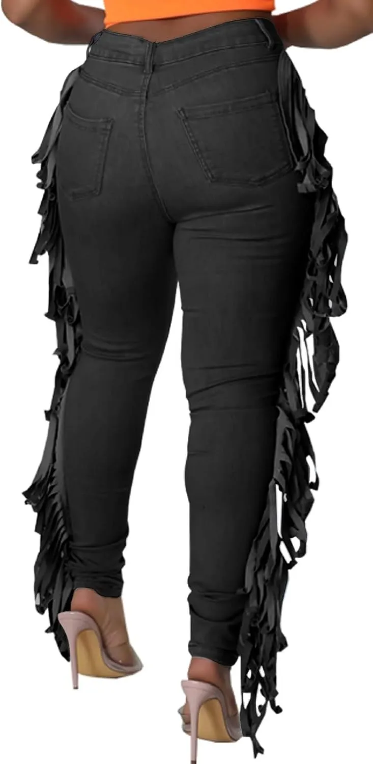 SeNight Women's High Waisted Ripped Jeans Cut Out Destroyed Distressed Denim Pants