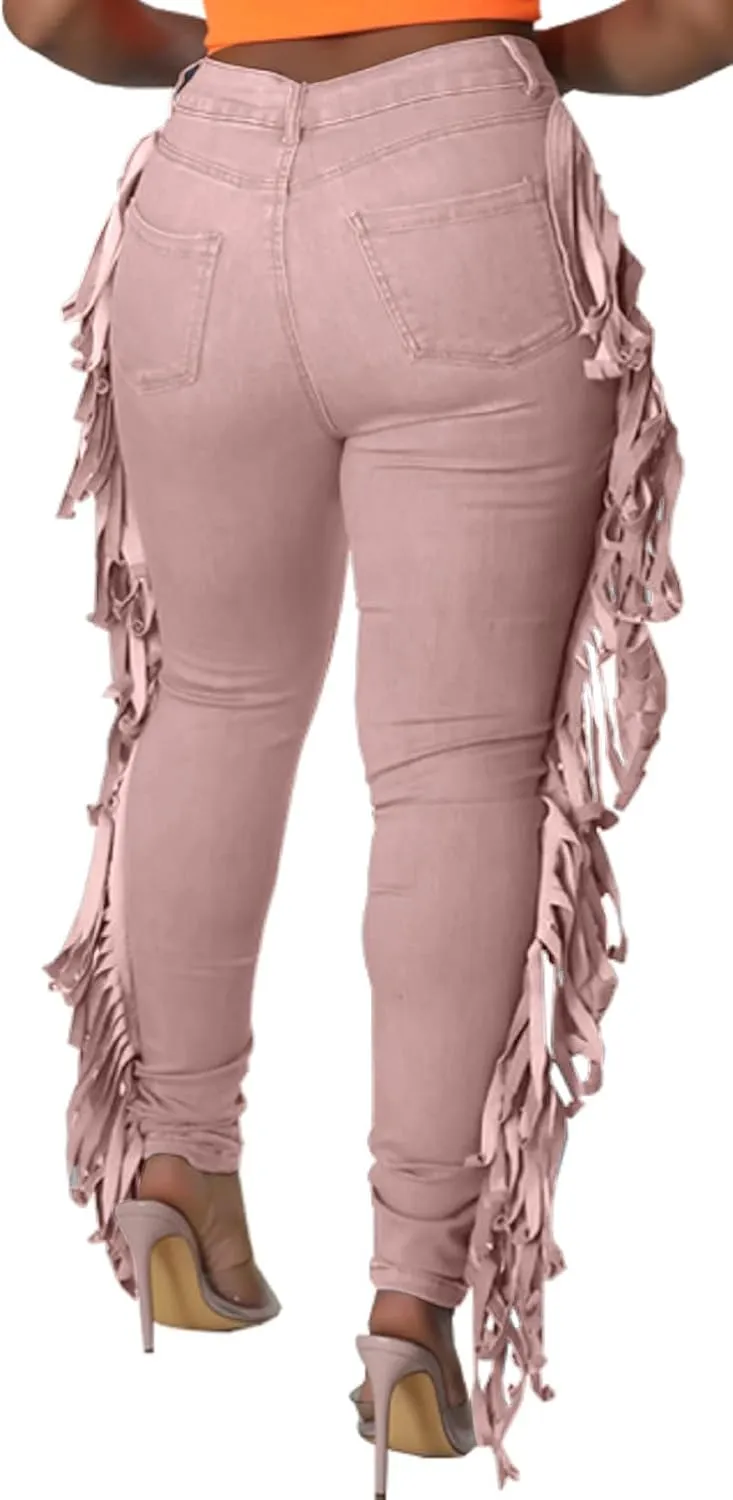 SeNight Women's High Waisted Ripped Jeans Cut Out Destroyed Distressed Denim Pants
