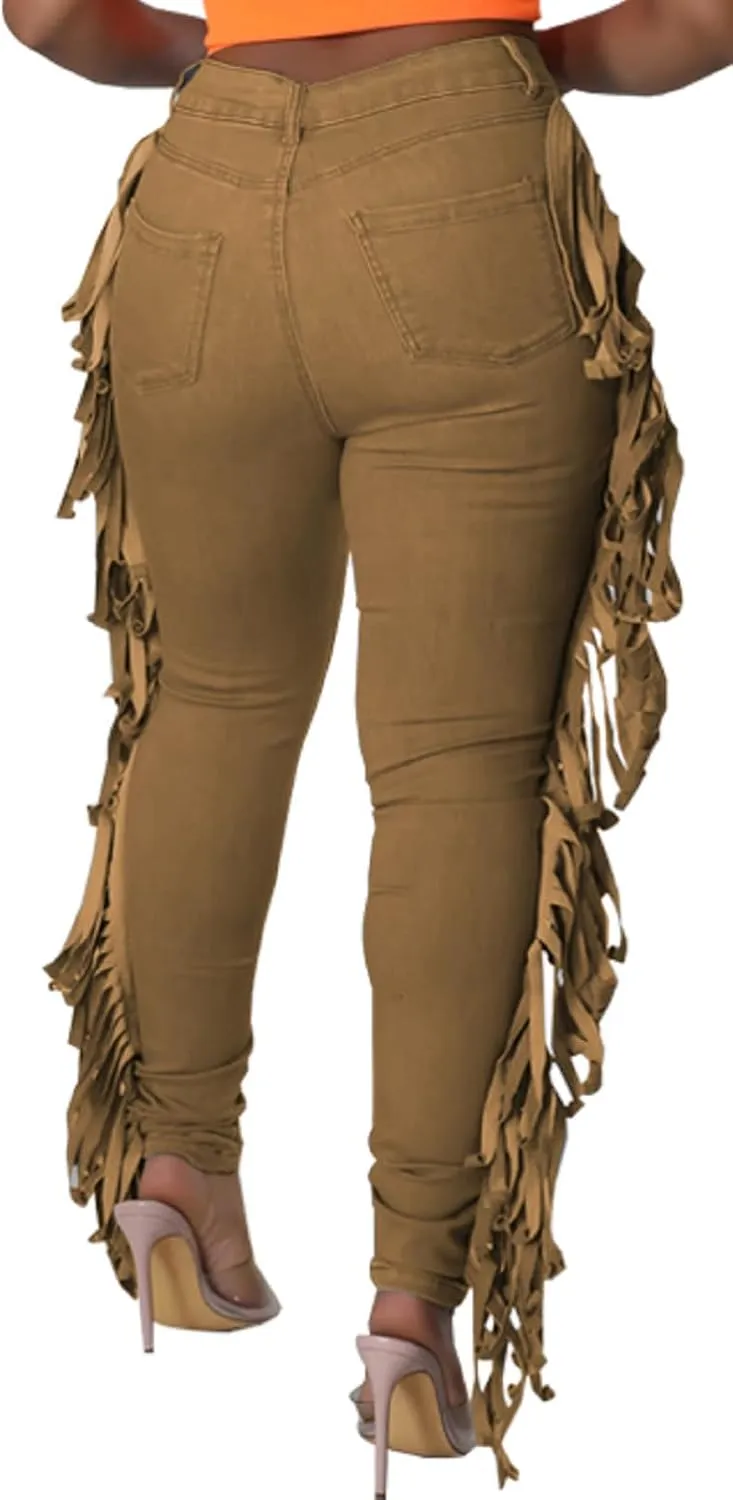 SeNight Women's High Waisted Ripped Jeans Cut Out Destroyed Distressed Denim Pants