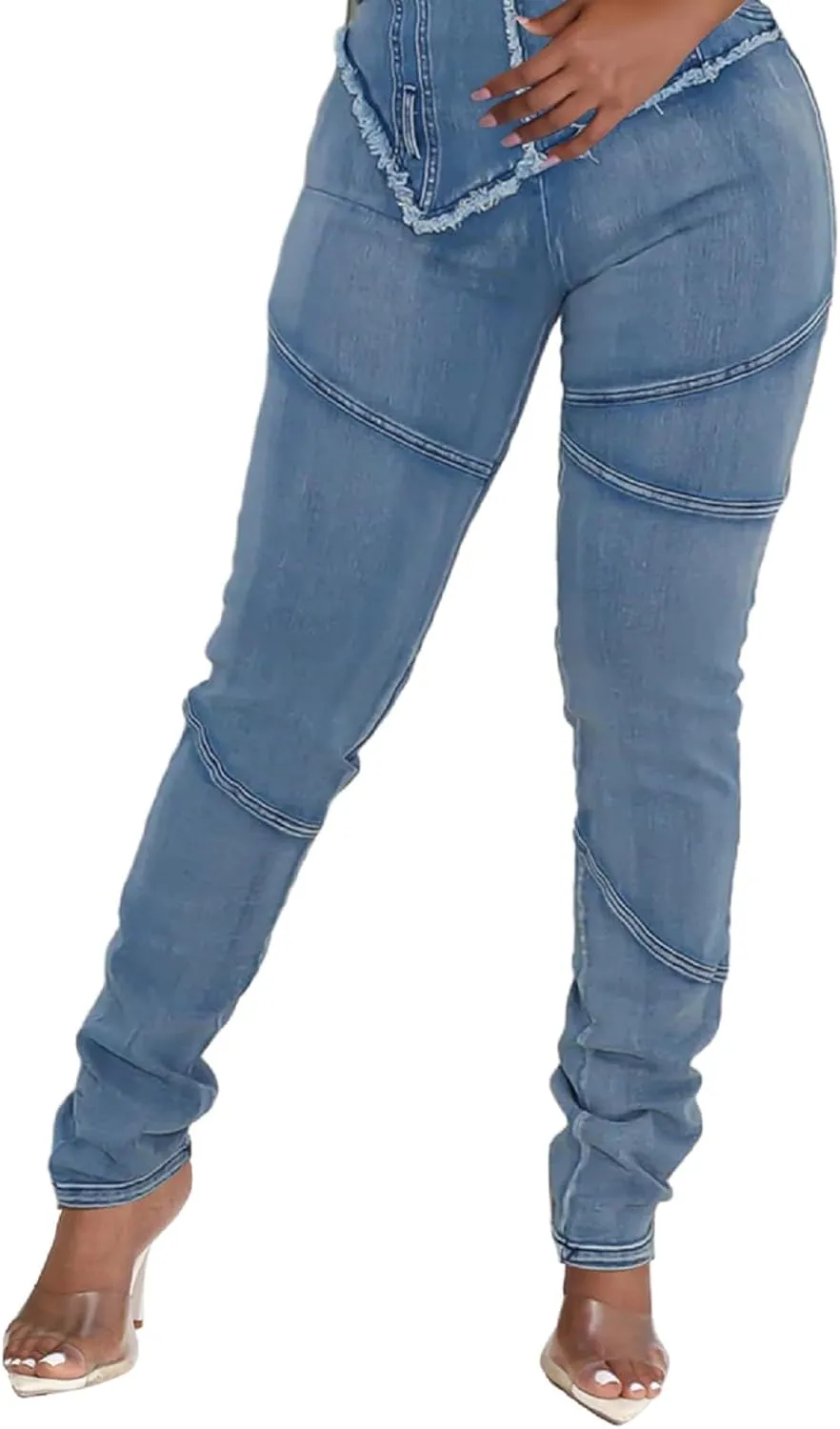 SeNight Women's High Waisted Ripped Jeans Cut Out Destroyed Distressed Denim Pants