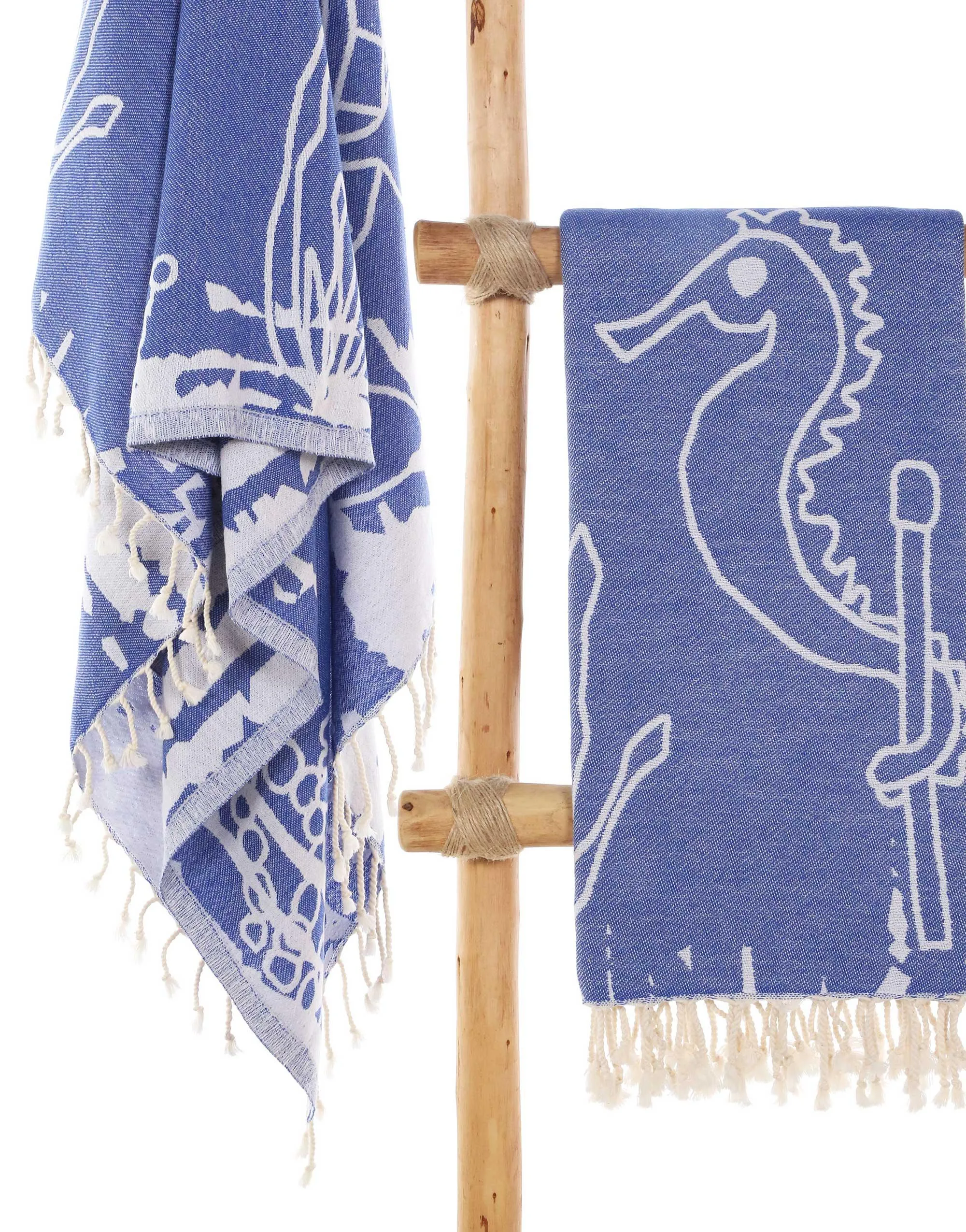 Set of 4 Turkish Beach Towels Nautical Series Pestemal 36"x63" , Plastic and Ocean