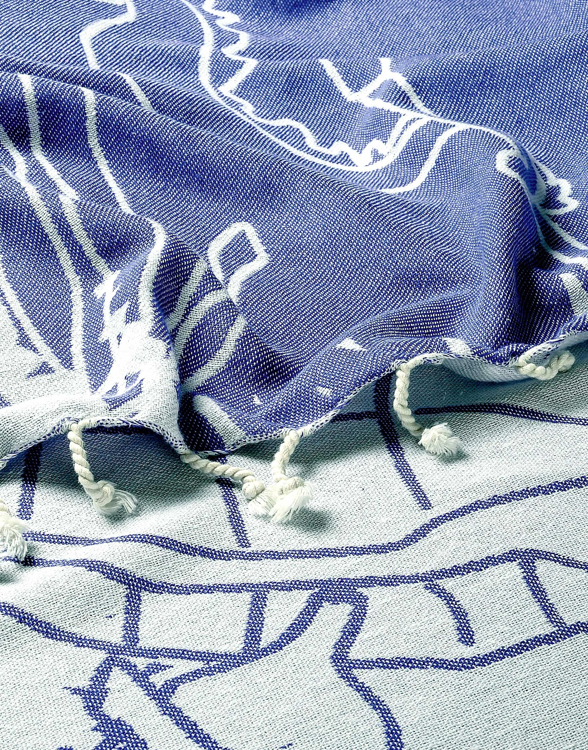 Set of 4 Turkish Beach Towels Nautical Series Pestemal 36"x63" , Plastic and Ocean