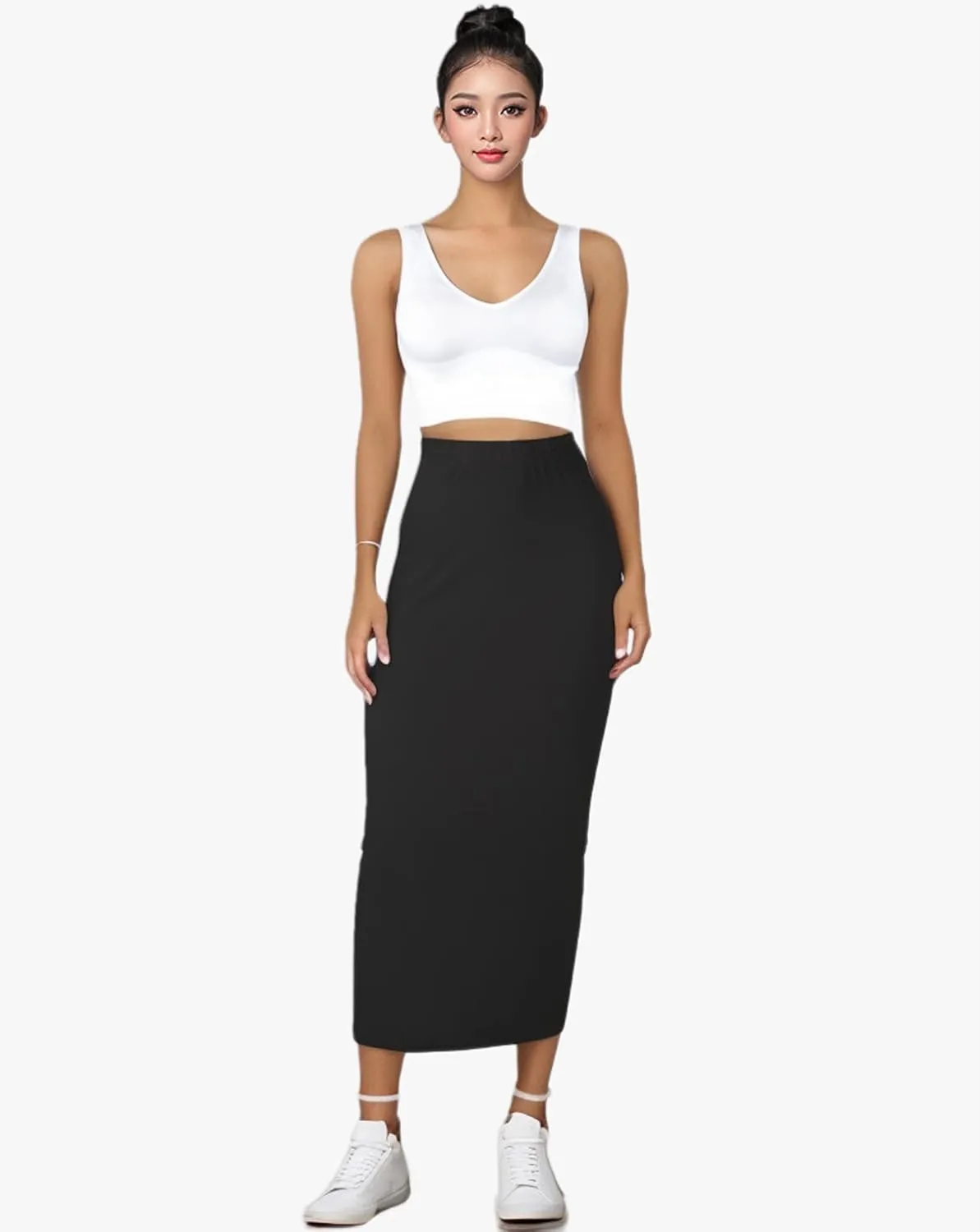Sexy Maxi Skirt for Women, Stretch Thicken High Waist Floral Print Pencil Long Bodycon Skirts Back Split