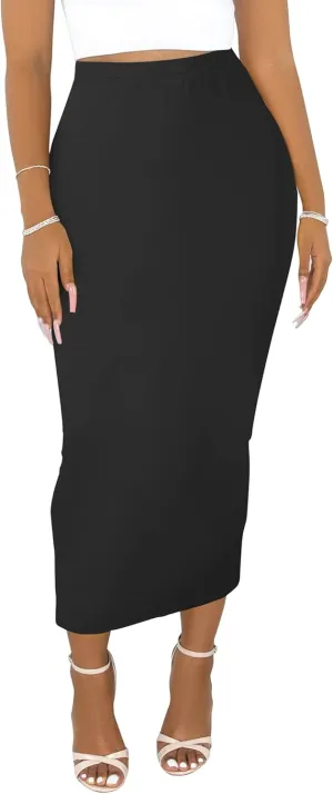 Sexy Maxi Skirt for Women, Stretch Thicken High Waist Floral Print Pencil Long Bodycon Skirts Back Split