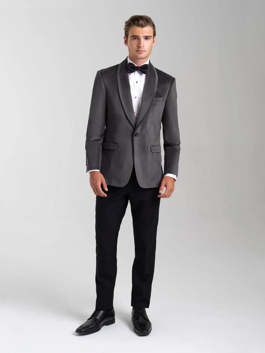 Silver Gray Venice Velvet Slim Fit Tuxedos