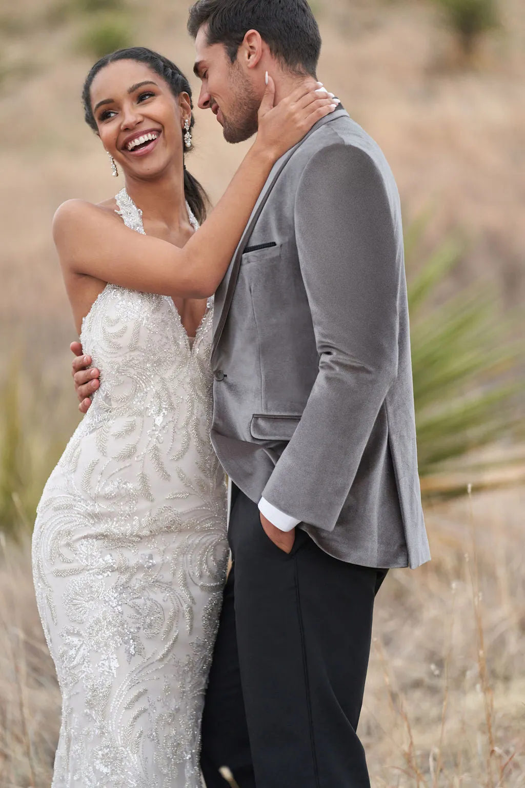 Silver Gray Venice Velvet Slim Fit Tuxedos