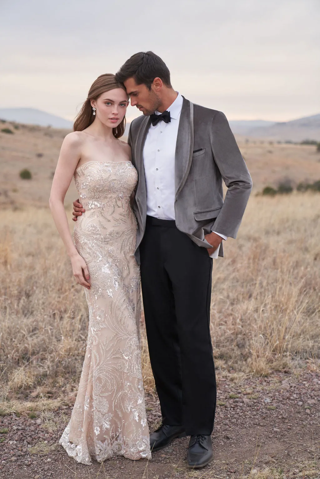 Silver Gray Venice Velvet Slim Fit Tuxedos