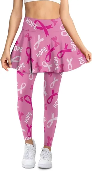 Skirted Leggings for Women with Pockets High Waisted Golf Tennis Yoga Pants with Skirt for Running Workout XS-3XL