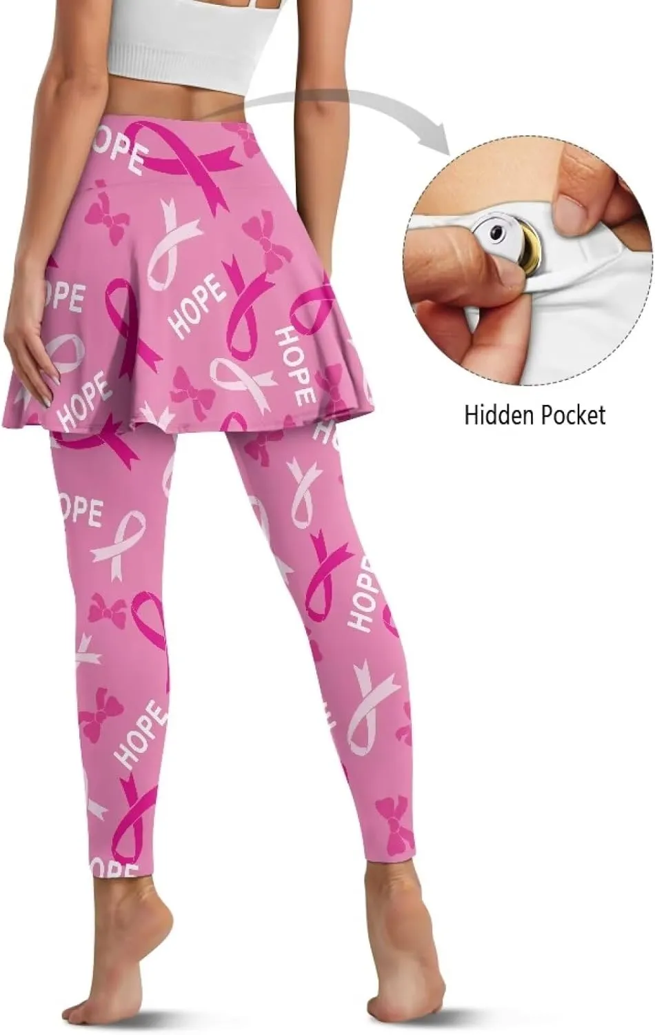 Skirted Leggings for Women with Pockets High Waisted Golf Tennis Yoga Pants with Skirt for Running Workout XS-3XL