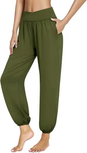 SMIDOW Women's Harem Pants Casual Loose Solid High Waist Yoga Pants Workout Running Joggers Sweatpants Comfy Lounge Trousers