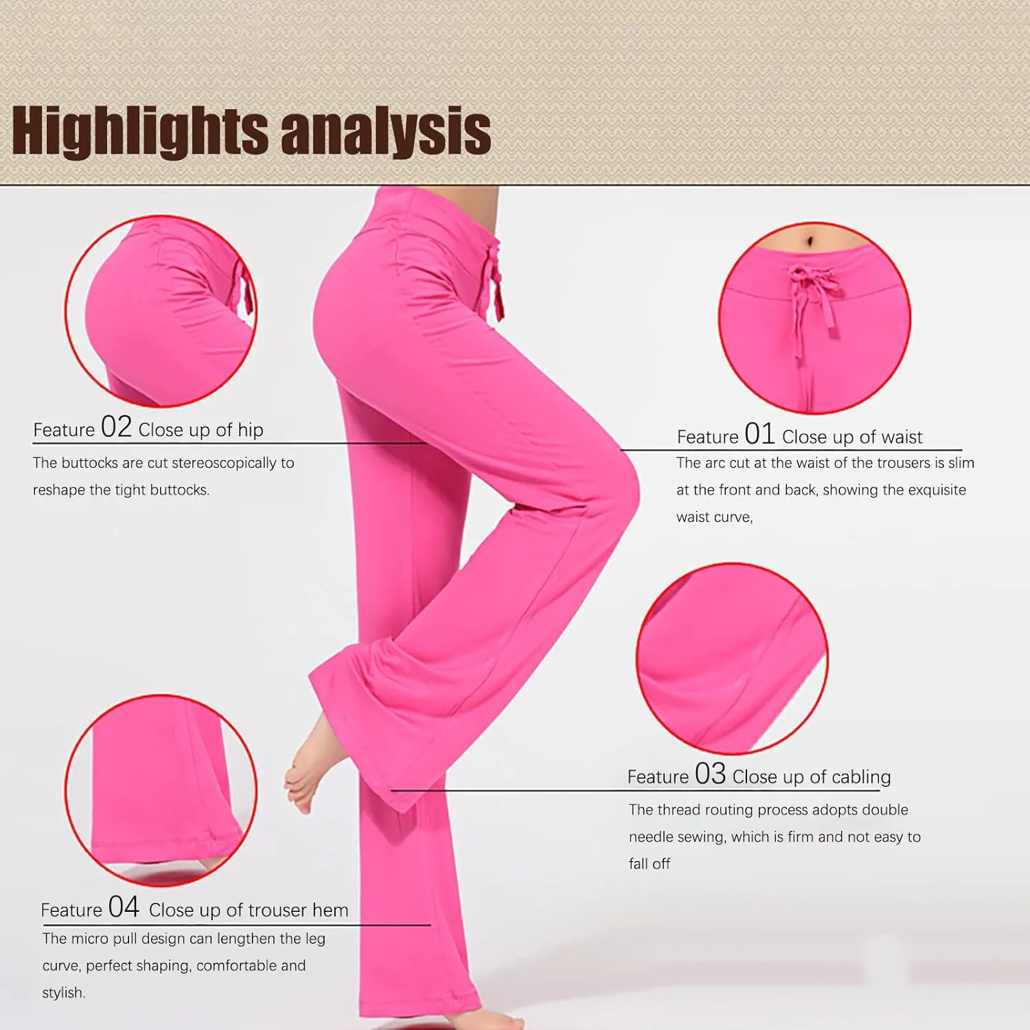 SMIDOW Womens High Waist Yoga Pants Casual Loose Wide Leg Bootcut Workout Leggings Comfy Lounge Long Trousers