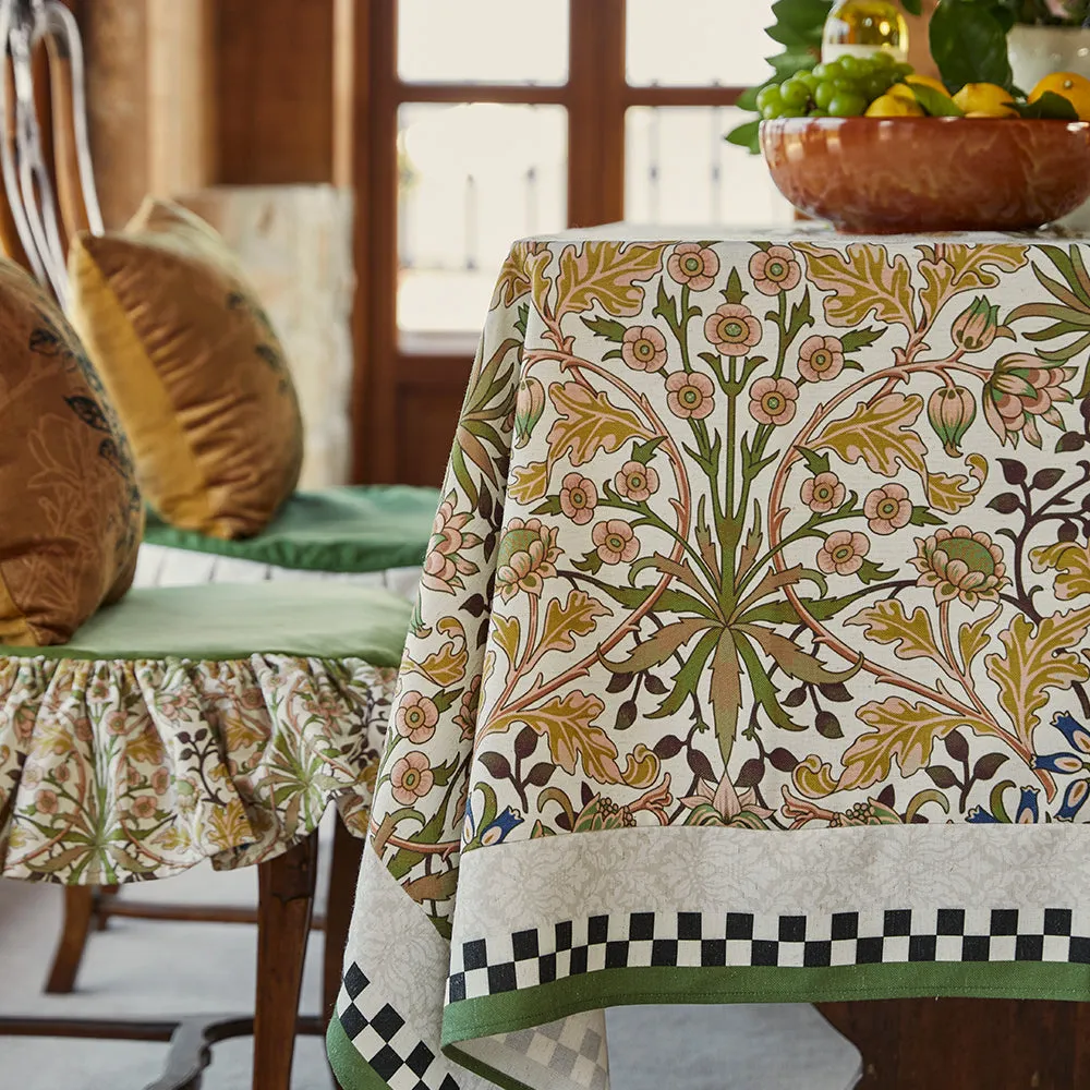 Solstice William Morris Print Waterproof Floral Linen Tablecloth